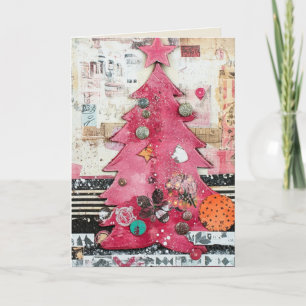 Festiva Tarjeta de Navidades rosados vintage EDITABLE