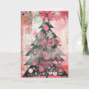 Festiva Tarjeta de Navidades rosados vintage EDITABLE