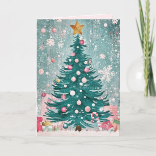 Festiva Tarjeta de Navidades rosados vintage EDITABLE