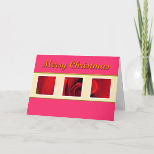 Festiva Tarjeta de Navidades rosas rojas.