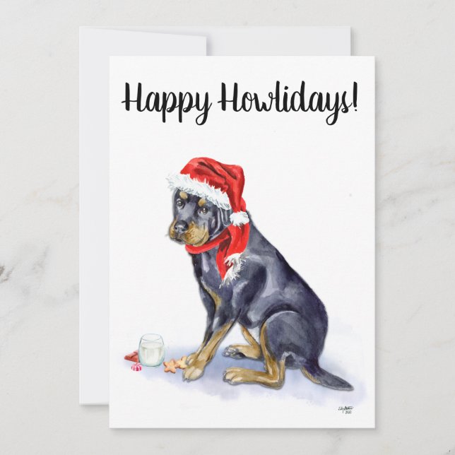 Festiva Tarjeta de Navidades Rottweiler - Feliz Día de Alo (Anverso)