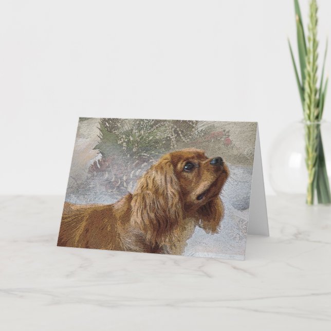 Festiva Tarjeta de Navidades Ruby Cavalier (Anverso)