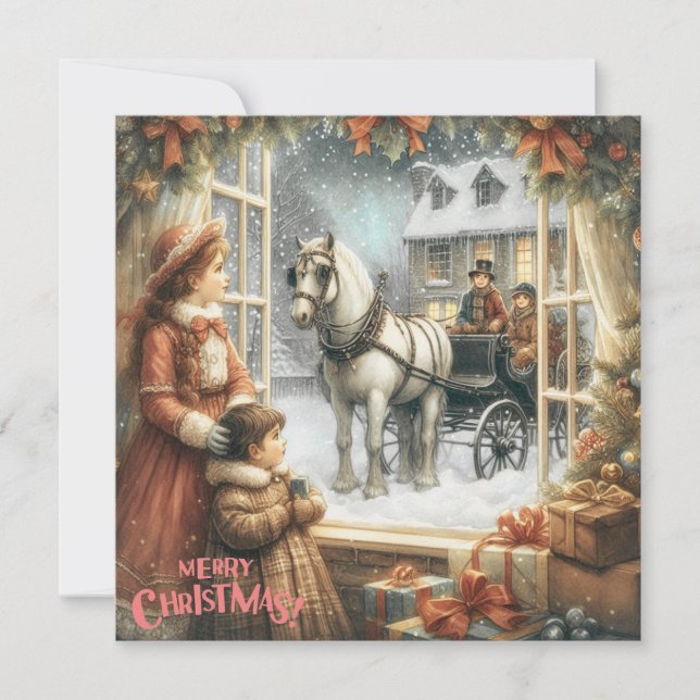 Festiva Tarjeta de Navidades Rústicos de Victoria (Anverso)