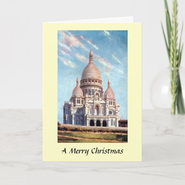 Festiva Tarjeta de navidades - Sacré-Coeur, París (Anverso)