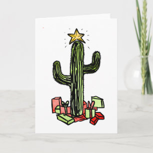 Festiva Tarjeta de Navidades Saguaro Tree