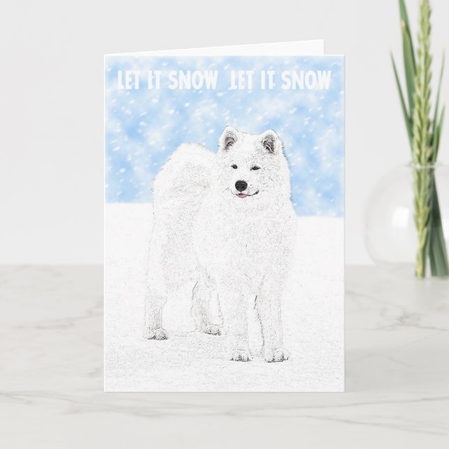 Festiva Tarjeta de Navidades Samoyed (Anverso)