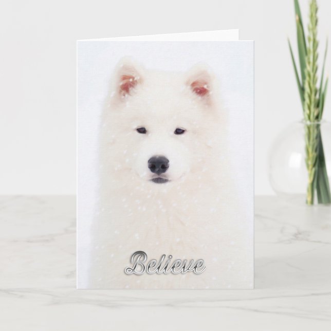 Festiva Tarjeta de Navidades Samoyed (Anverso)