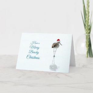 Festiva Tarjeta de Navidades Sandpiper de la playa de Merr