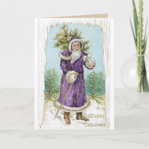 Festiva Tarjeta de Navidades Santa Alemana Vintage