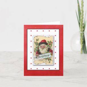 Festiva Tarjeta de Navidades Santa con marco de vintage fe