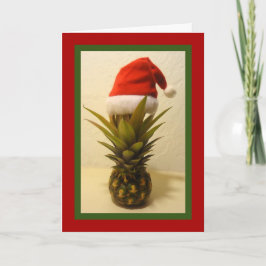 Festiva Tarjeta de Navidades Santa Hat Pineapple de Hawái
