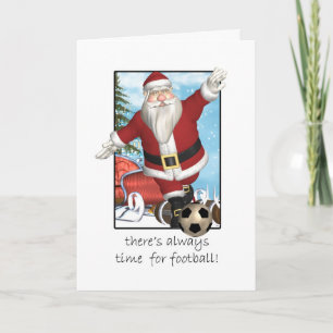 Festiva Tarjeta de navidades, Santa Jugando Fútbol