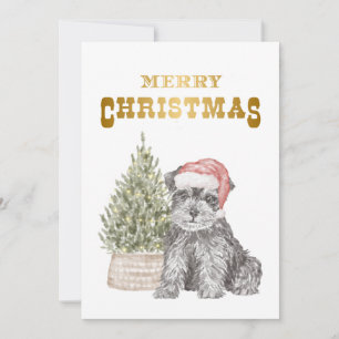 Festiva Tarjeta de Navidades Schnauzer Puppy