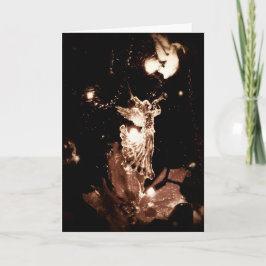 Festiva Tarjeta de Navidades Sepia angel
