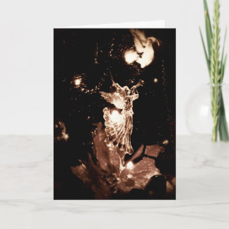 Festiva Tarjeta de Navidades Sepia angel