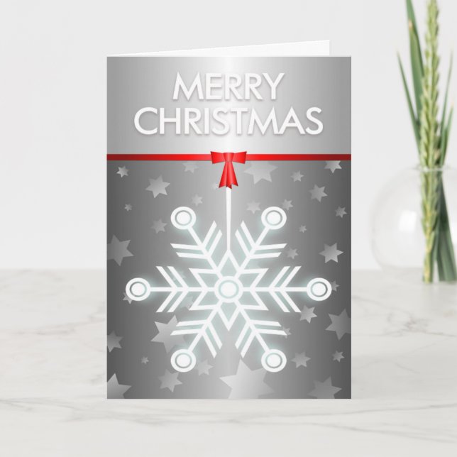 Festiva Tarjeta de Navidades Silver Snowflake (Anverso)