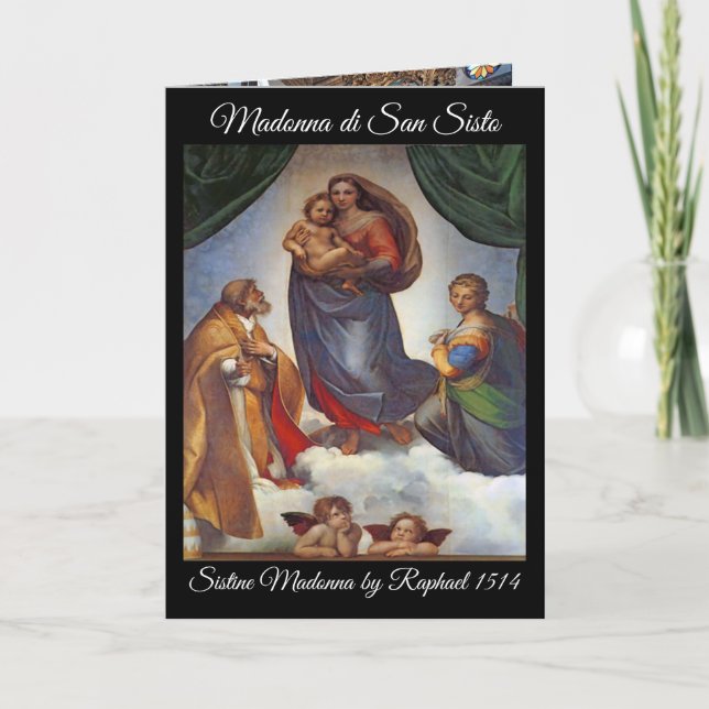 Festiva Tarjeta de Navidades Sistine Madonna (Anverso)
