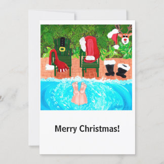 Festiva Tarjeta de Navidades Skinny Dipping Santa