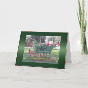 Festiva Tarjeta de Navidades Sleigh y Gifts
