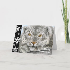 Festiva Tarjeta de Navidades Snow Leopard