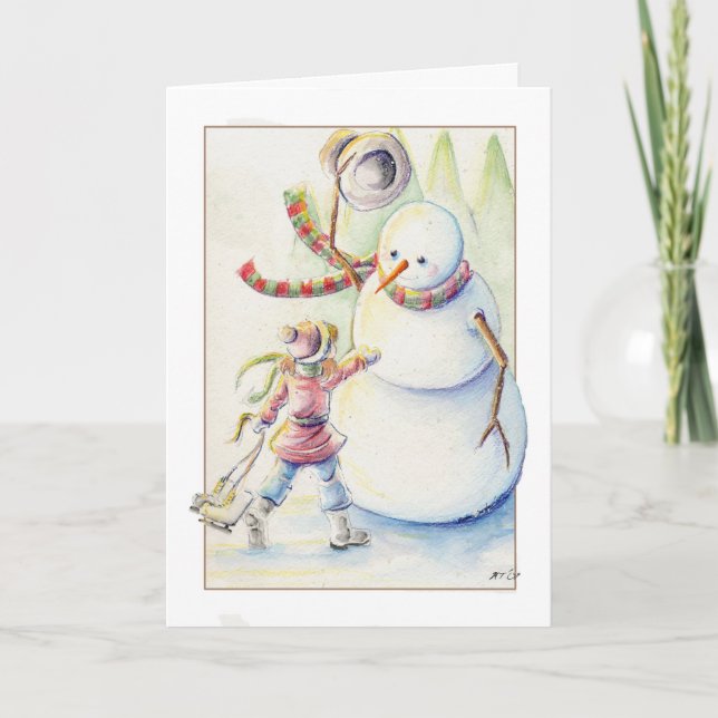 Festiva Tarjeta de Navidades Snowman (Anverso)