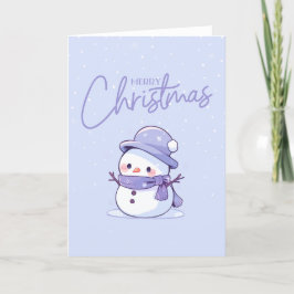 Festiva Tarjeta de Navidades Snowman con fondo morado