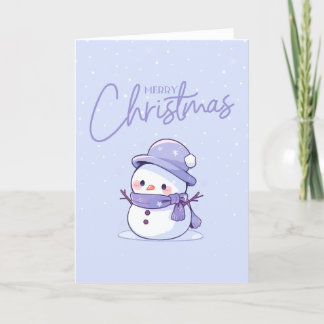 Festiva Tarjeta de Navidades Snowman con fondo morado