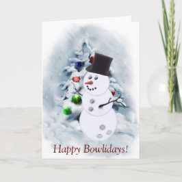 Festiva Tarjeta de Navidades Snowman de boliche Ball