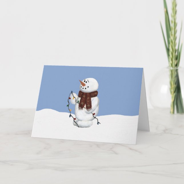Festiva Tarjeta de Navidades Snowman W/ Lights (Anverso)