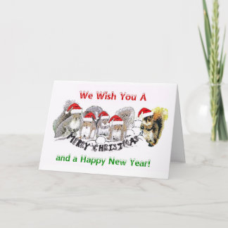 Festiva Tarjeta de Navidades Squirrel Hugger
