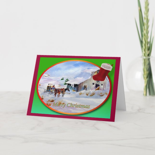 Festiva Tarjeta de Navidades Stagecoach (Anverso)