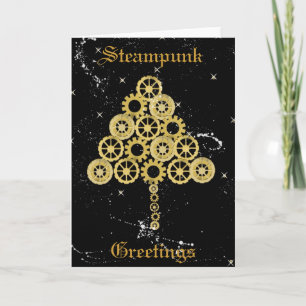 Festiva Tarjeta de Navidades Steampunk Greetings