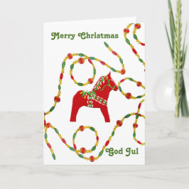 Festiva Tarjeta de Navidades suecos Dala Horse