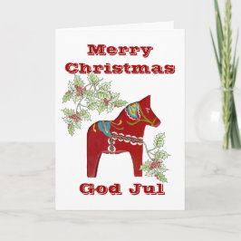 Festiva Tarjeta de Navidades suecos Dala Horse