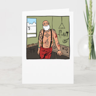 Festiva Tarjeta de Navidades Tattooed Santa