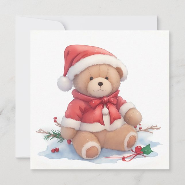 Festiva Tarjeta de Navidades Teddy Bear (Anverso)
