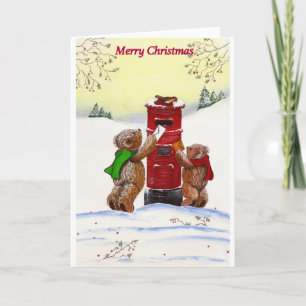 Festiva Tarjeta de Navidades Teddy Bear