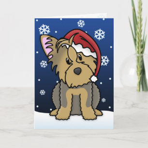 Festiva Tarjeta de Navidades Terrier de Kawaii Yorkshire