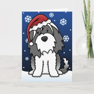 Festiva Tarjeta de Navidades Terrier Tibetano Kawaii