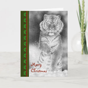 Festiva Tarjeta de Navidades tigre siberianos