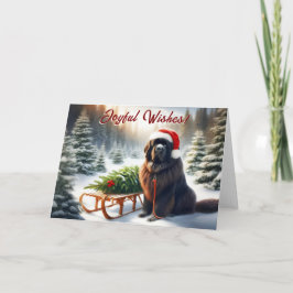 Festiva Tarjeta de Navidades tirando de árbol de perro de