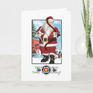 Festiva Tarjeta de navidades, tiro con arco por Santa