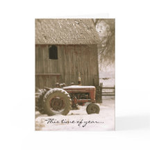 Tarjeta de Navidades Tractor y Barn