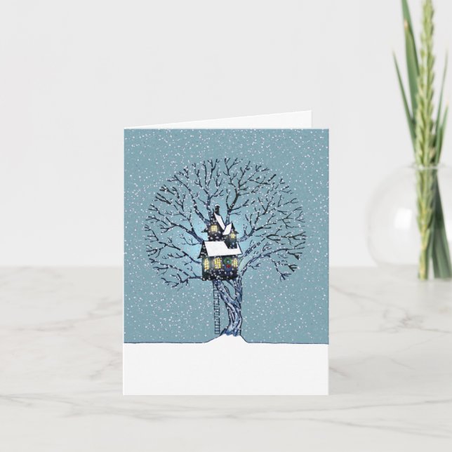 Festiva Tarjeta de Navidades Treehouse (Anverso)