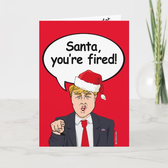 Festiva Tarjeta de Navidades Trump - Santa te despiden - (Anverso)