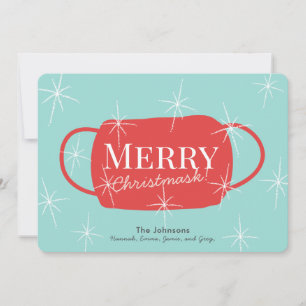 Festiva Tarjeta de Navidades Turquesa Merry Christmask Ret