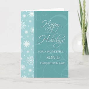 Festiva Tarjeta de Navidades Turquoise Happy Holidays