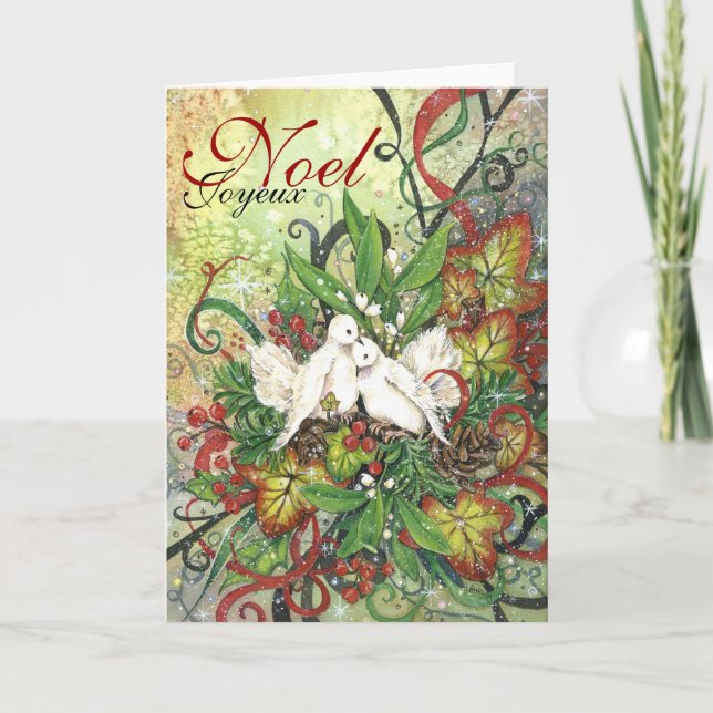 Festiva Tarjeta de Navidades Turtle Doves & Deco (Anverso)
