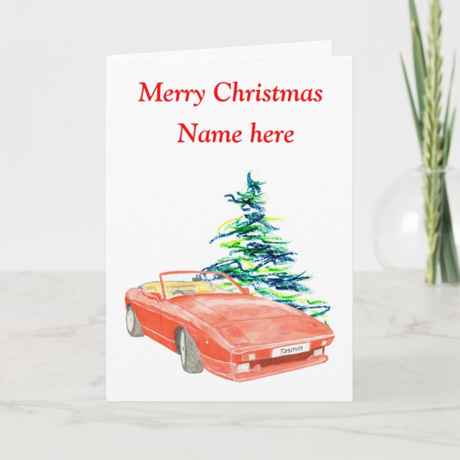 Festiva Tarjeta de Navidades TVR Tasmin, personalizable (Anverso)
