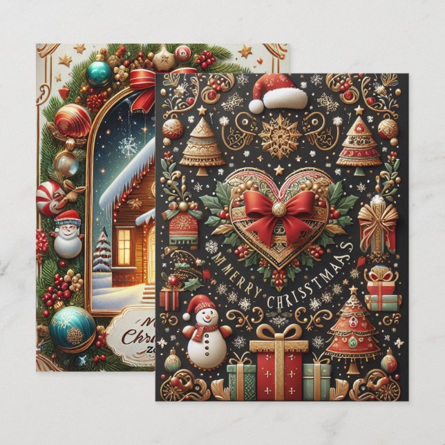 Festiva Tarjeta de Navidades única bien diseñada (Anverso / Reverso)